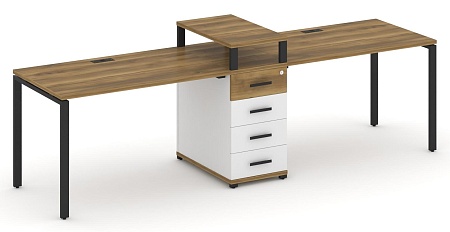 Рабочая станция на 2 места с одной опорной тумбой CN.ORS-418 B/W