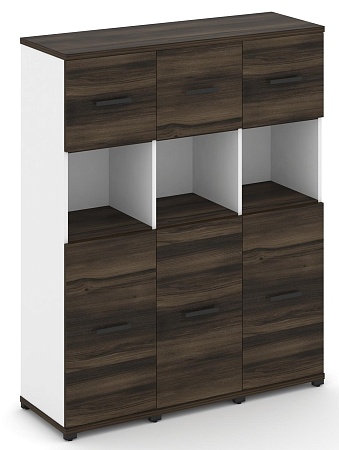 Шкаф три узкие секции, 4 ниши (3 фасада ЛДСП, 2 ниши + 3 фасада ЛДСП, 1 ниша) CN.STU-435  B/W