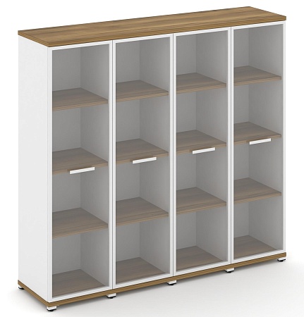 Шкаф четыре узкие секции, 4 ниши (4 фасада стекло прозрачное в раме, 4 ниши) CN.STU-446 RP B/W