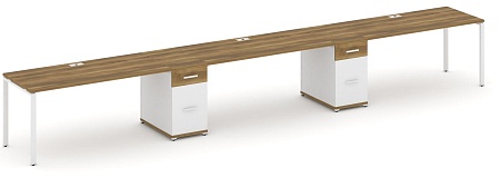 Рабочая станция на 3 места с двумя опорными тумбами CN.ORS-440 B/W