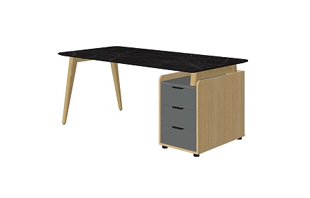 Стол рабочий прямой с опорной тумбой Rem-180.1L+ Rem-32