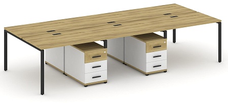 Рабочая станция на 6 мест с двумя двухсторонними опорными тумбами CN.DRS-342 B/W