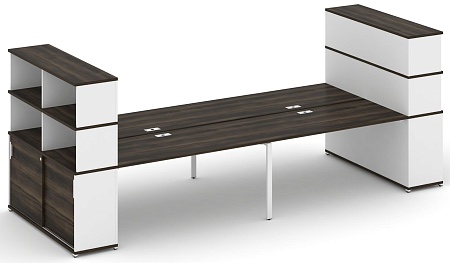 Рабочая станция с опорными шкафами купе с надставкой высокой CN.DRS-288 B/W
