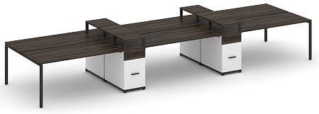 Рабочая станция на 6 мест с четыремя опорными тумбами CN.DRS-472 B/W