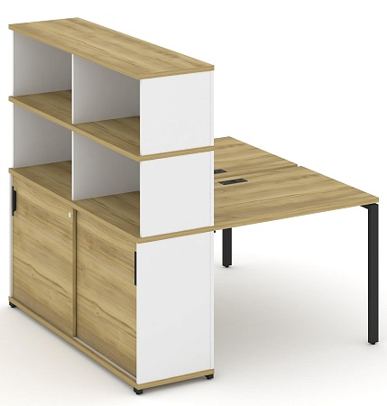 Рабочая станция с опорным шкафом купе с надставкой высокой CN.DRS-241 B/W