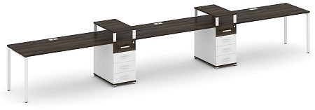 Рабочая станция на 3 места с двумя опорными тумбами CN.ORS-452 B/W
