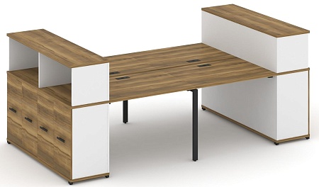 Рабочая станция с опорными распашными шкафоми с надставкой низкой CN.DRS-269 B/W