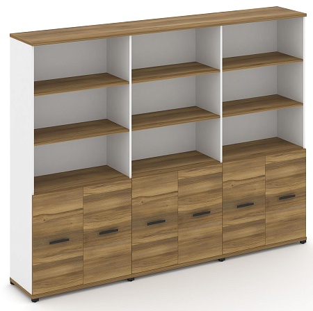 Шкаф три широкие секции, 5 ниш (6 фасадов ЛДСП, 2 ниши) CN.STS-531 B/W