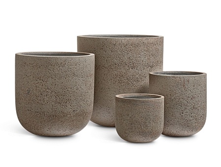 Кашпо TREEZ Ergo Hard Rock Цилиндрическая Чаша Песок серый беж д-65, в-68 см