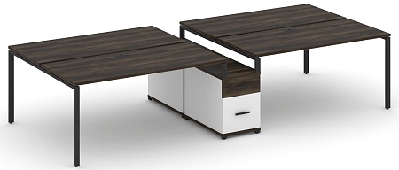 Рабочая станция на 4 места с двухсторонней опорной тумбой CN.DRS-316 B/W