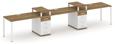 Рабочая станция на 3 места с двумя опорными тумбами CN.ORS-450 B/W