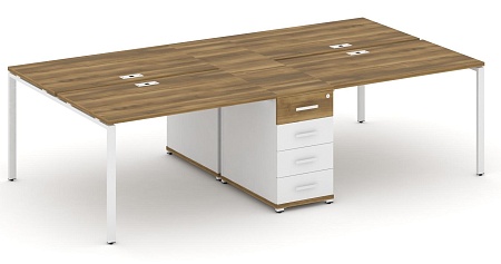 Рабочая станция на 4 места с двумя опорными тумбами CN.DRS-418 B/W