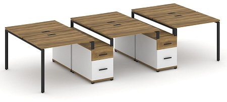 Рабочая станция на 6 мест с двумя двухсторонними опорными тумбами CN.DRS-337 B/W