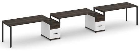 Рабочая станция на 3 места с двумя опорными тумбами CN.ORS-332 B/W
