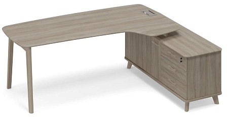 Стол эргономичный правый на опорной тумбе (тип 4) WOOD ТМ В2 124