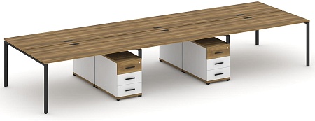 Рабочая станция на 6 мест с двумя двухсторонними опорными тумбами CN.DRS-344 B/W