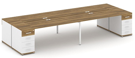 Рабочая станция на 4 места с двумя опорными тумбами CN.DRS-428 B/W