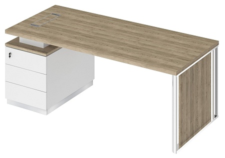 Стол руководителя на опорной тумбе с декоративной вставкой левый БР 110L