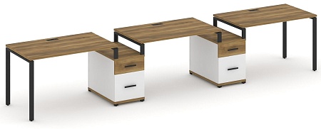 Рабочая станция на 3 места с двумя опорными тумбами CN.ORS-330 B/W