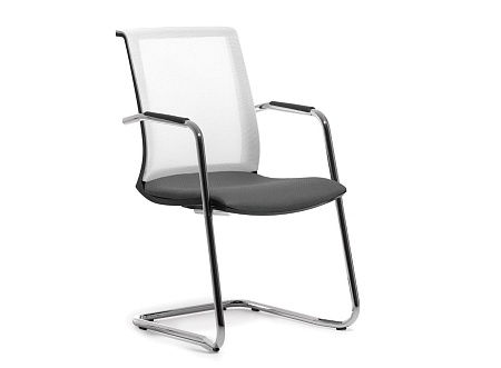 Кресло на полозьях,ткан БЕЛЫЙ/СЕРЫЙ/ЧЕРНЫЙ Skin White Jade9502