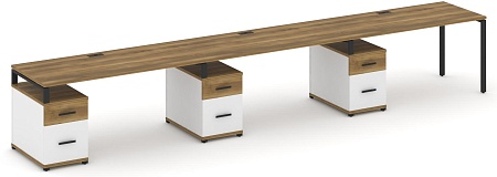 Рабочая станция на 3 места с тремя опорными тумбами CN.ORS-348 B/W