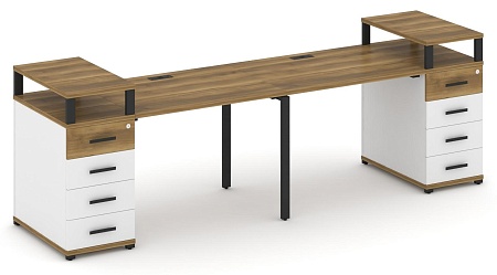 Рабочая станция на 2 места с двумя опорными тумбами CN.ORS-425 B/W