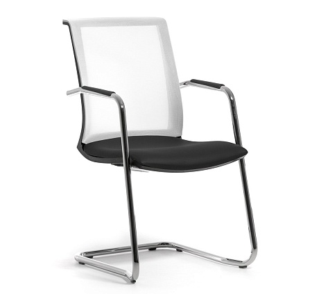 Кресло на полозьях,кожа ЧЕРНЫЙ/БЕЛЫЙ/ХРОМ Skin White Dakota black