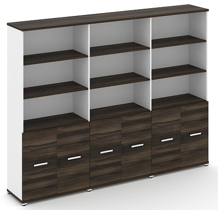 Шкаф три широкие секции, 5 ниш (6 фасадов ЛДСП, 2 ниши) CN.STS-531 B/W