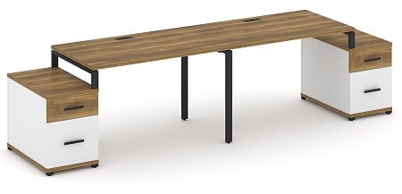 Рабочая станция на 2 места с двумя опорными тумбами CN.ORS-322 B/W