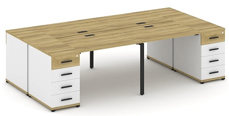 Рабочая станция на 4 места с двумя опорными тумбами CN.DRS-425 B/W
