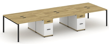 Рабочая станция на 6 мест с четыремя опорными тумбами CN.DRS-454 B/W