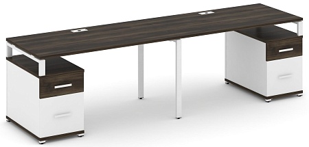 Рабочая станция на 2 места с двумя опорными тумбами CN.ORS-323 B/W