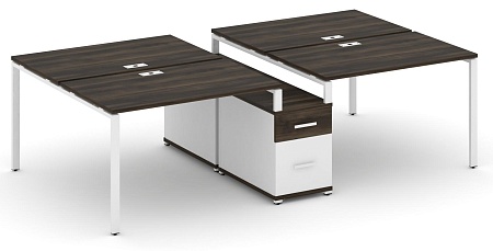 Рабочая станция на 4 места с двухсторонней опорной тумбой CN.DRS-314 B/W