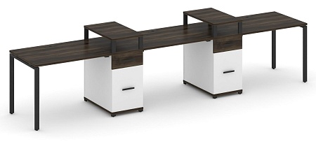 Рабочая станция на 3 места с двумя опорными тумбами CN.ORS-453 B/W