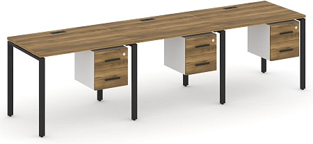 Рабочая станция односторонняя с подвесными тумбами на 3 места CN.ORS-133 B/W