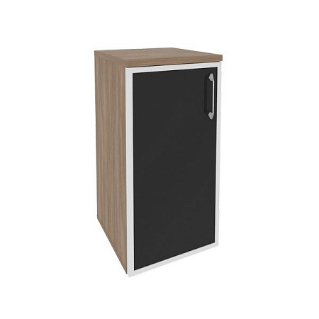 Шкаф низкий узкий левый (1 низкий фасад стекло лакобель в раме) O.SU-3.2R(L)black