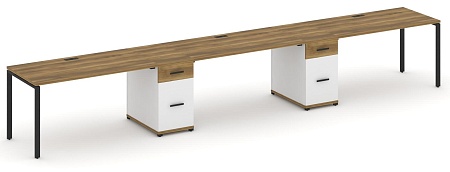 Рабочая станция на 3 места с двумя опорными тумбами CN.ORS-439 B/W