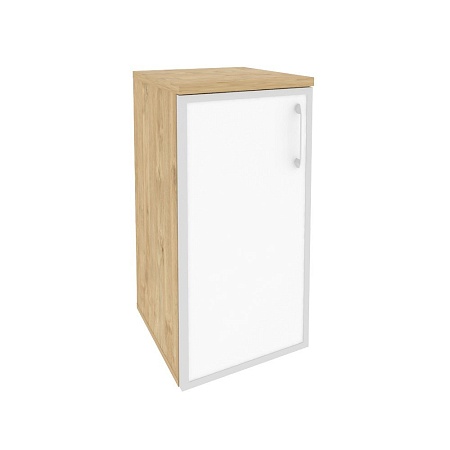 Шкаф низкий узкий левый (1 низкий фасад стекло лакобель в раме) O.SU-3.2R(L)white