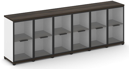 Шкаф шесть узких секций, 2 ниши (6 фасадов стекло прозрачное в раме, 2 ниши) CN.STU-263 RP B/W