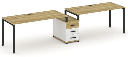Рабочая станция на 2 места с одной опорной тумбой CN.ORS-304 B/W