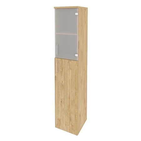 Шкаф высокий узкий правый (1 средний фасад ЛДСП + 1 низкий фасад стекло) O.SU-1.7(R)