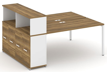 Рабочая станция с опорным распашным шкафом с надставкой низкой CN.DRS-228 B/W