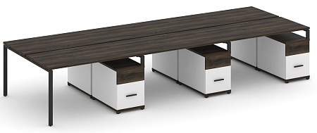 Рабочая станция на 6 мест с тремя двухсторонними опорными тумбами CN.DRS-355 B/W