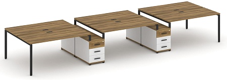 Рабочая станция на 6 мест с двумя двухсторонними опорными тумбами CN.DRS-336 B/W