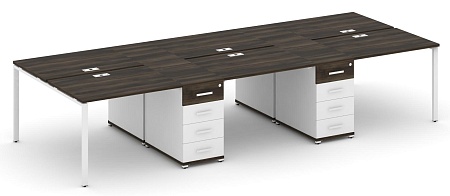 Рабочая станция на 6 мест с четыремя опорными тумбами CN.DRS-449 B/W