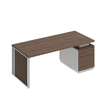 Стол руководителя на опорной тумбе с декоративной вставкой правый БР 110R