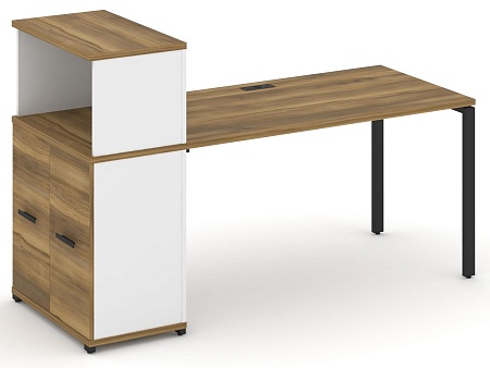 Стол рабочий с опорным распашным шкафом с надставкой низкой CN.SP-227 B/W