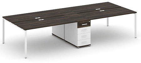 Рабочая станция на 4 места с двумя опорными тумбами CN.DRS-420 B/W