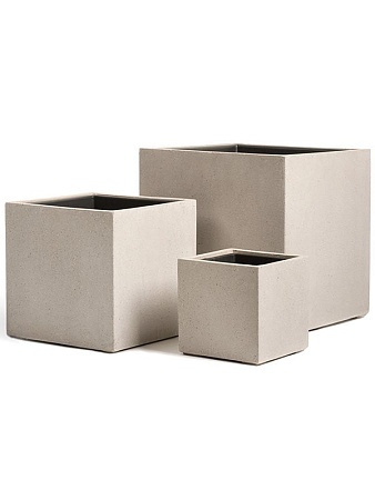 Кашпо TREEZ Effectory Beton Куб Белый песок 50х50х50 см