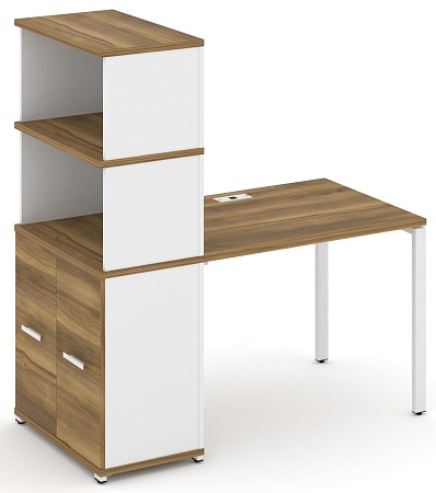 Стол рабочий с опорным распашным шкафом с надставкой высокой CN.SP-229 B/W